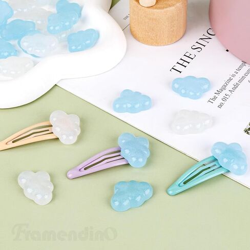 Framendino ، 50 Pack Cloud Resin Charms Bluk Flat Back Beads جميل بريق زرقاء زرقاء زرقاء قوس قزح تزيين لخزانة DIY Scrapbooking in Saudi Arabia