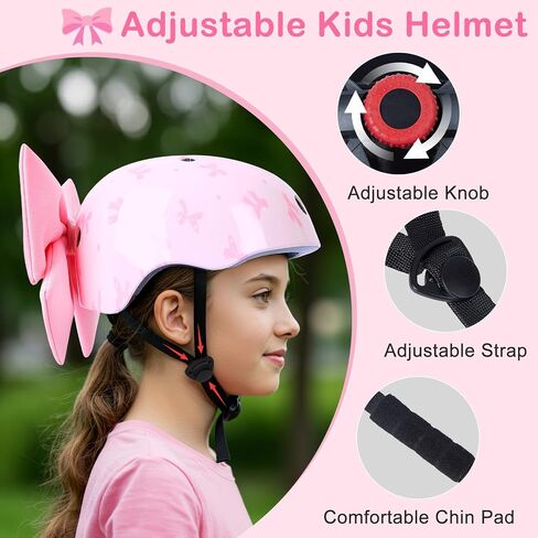Helmet for Kids 8-14, Kids Bike Helmet with DIY Bow, Adjustable Youth Bike Helmets Girls Helmets for Skating Bicycle Scooter Skateboard in Kuwait