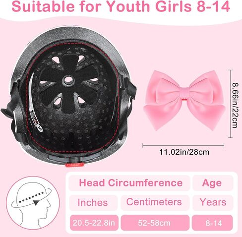 Helmet for Kids 8-14, Kids Bike Helmet with DIY Bow, Adjustable Youth Bike Helmets Girls Helmets for Skating Bicycle Scooter Skateboard in Kuwait
