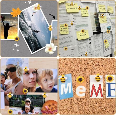 40 Pcs Sunflower Bee Push Pin Resin Flowers Bees Decorative Thumb Tacks with Box Push Pins Cork Board PushPins Thumbtacks for Bulletin Board Photos Wall Pin Home Office Decors Office Supplies in Saudi Arabia