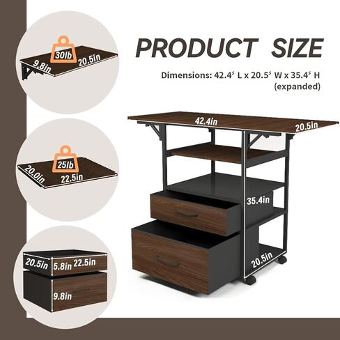 Movable Heat Press Table with Storage Drawers - Locking Wheels, Foldable Heat Press Stand with Pull-Out Tray for Home Business, Custom T-Shirt Design (White) in Kuwait