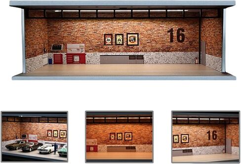 1/64 Diorama Car Garage Model,Fits for Hot Wheel Diecast Model Car,Tri-Color Dimmable LED Lighting Car Parking Lot Storage Model,with Acrylic Dust Door(L004-Fantasy Garage) in Saudi Arabia