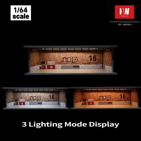 1/64 Diorama Car Garage Model,Fits for Hot Wheel Diecast Model Car,Tri-Color Dimmable LED Lighting Car Parking Lot Storage Model,with Acrylic Dust Door(L004-Fantasy Garage) in Saudi Arabia