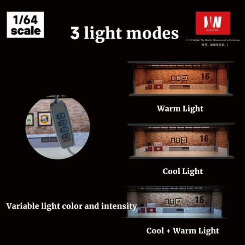 1/64 Diorama Car Garage Model,Fits for Hot Wheel Diecast Model Car,Tri-Color Dimmable LED Lighting Car Parking Lot Storage Model,with Acrylic Dust Door(L004-Fantasy Garage) in Saudi Arabia