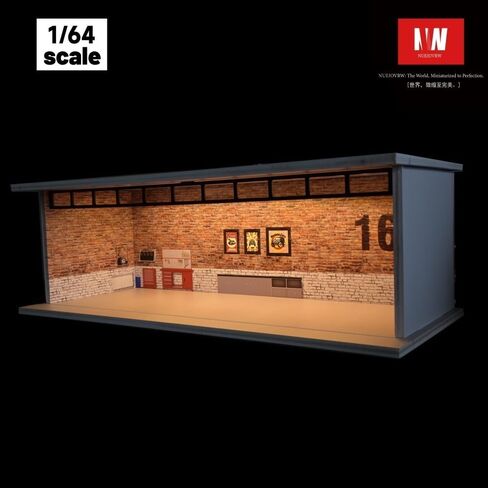 1/64 Diorama Car Garage Model,Fits for Hot Wheel Diecast Model Car,Tri-Color Dimmable LED Lighting Car Parking Lot Storage Model,with Acrylic Dust Door(L004-Fantasy Garage) in Saudi Arabia