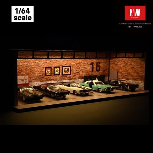 1/64 Diorama Car Garage Model,Fits for Hot Wheel Diecast Model Car,Tri-Color Dimmable LED Lighting Car Parking Lot Storage Model,with Acrylic Dust Door(L004-Fantasy Garage) in Saudi Arabia
