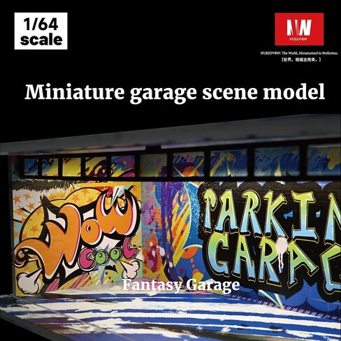 1/64 Diorama Car Garage Model,Fits for Hot Wheel Diecast Model Car,Tri-Color Dimmable LED Lighting Car Parking Lot Storage Model,with Acrylic Dust Door(L004-Fantasy Garage) in Saudi Arabia
