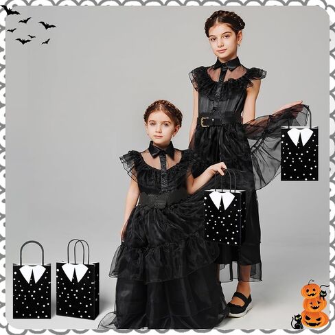 Gilprop 24 Pcs Halloween Paper Gift Bags with Handles Gothic Victorian Party Favor Bags for Candy Treat Goodie Dark Academia Birthday Party Supplies(Polka Dot) in Saudi Arabia