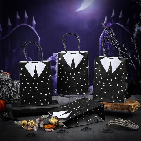 Gilprop 24 Pcs Halloween Paper Gift Bags with Handles Gothic Victorian Party Favor Bags for Candy Treat Goodie Dark Academia Birthday Party Supplies(Polka Dot) in Saudi Arabia