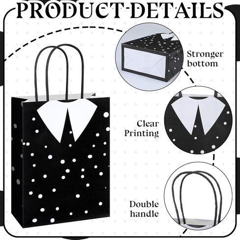 Gilprop 24 Pcs Halloween Paper Gift Bags with Handles Gothic Victorian Party Favor Bags for Candy Treat Goodie Dark Academia Birthday Party Supplies(Polka Dot) in Saudi Arabia