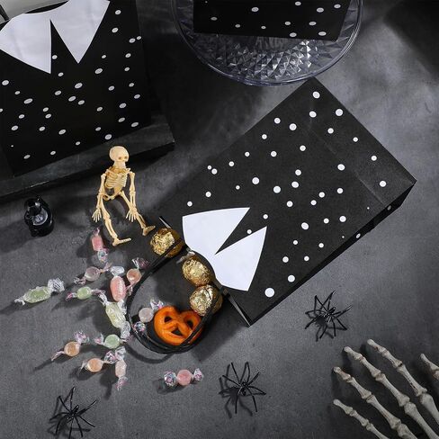 Gilprop 24 Pcs Halloween Paper Gift Bags with Handles Gothic Victorian Party Favor Bags for Candy Treat Goodie Dark Academia Birthday Party Supplies(Polka Dot) in Saudi Arabia