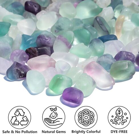 Crystal Pebbles – 0.9LB Natural Fluorite Crystal Bulk, Decorative Tumbled Gemstones Sea Glass Rock for Fish Tank Gravel, Vase Filler, DIY Crafts, Plant Pots & Home Decor in Kuwait
