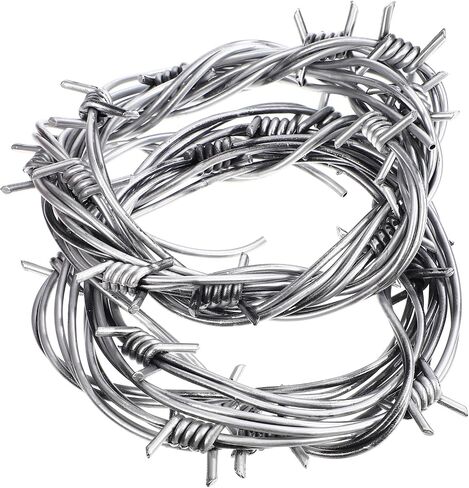 SAFIGLE 2Pcs Simulated Wire Chain：Silver PVC Fake Barbed Wire for Halloween Decoration 94.49 Inch Realistic Garland Prop for Parties and Costumes in Saudi Arabia
