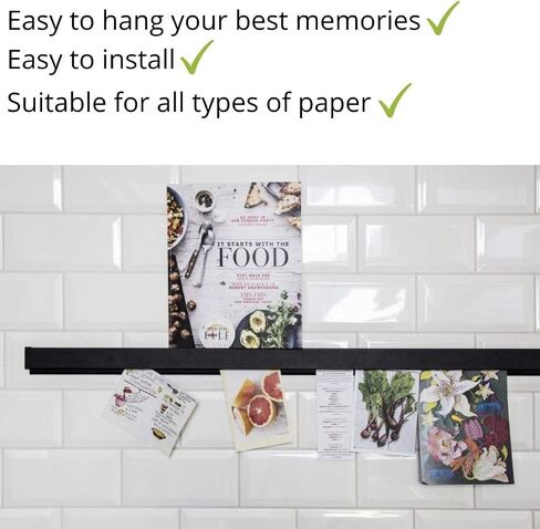 STAS papergrip - Restaurant Ticket Holder - Ticket Rail Bulletin bar - Poster Hanger - 59 inch (150 cm) (Black) in Kuwait