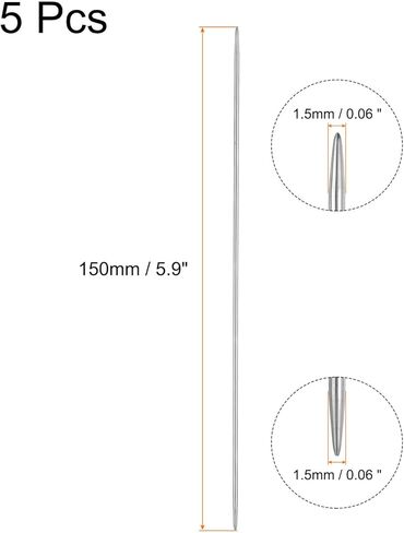 uxcell 5pcs knitting eedle 3mm قطر 5.9 بوصات الطول من الفولاذ المقاوم للصدأ مزدوج السترة المطبوعة الإبر للمشاريع المصنوعة يدويًا DIY الحياكة in Saudi Arabia