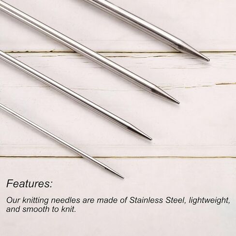 uxcell 5pcs knitting eedle 3mm قطر 5.9 بوصات الطول من الفولاذ المقاوم للصدأ مزدوج السترة المطبوعة الإبر للمشاريع المصنوعة يدويًا DIY الحياكة in Saudi Arabia