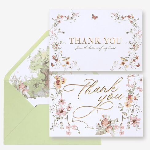 NUOERP Thank You Cards with Envelopes – 30 Pack Floral Foil Designs, 2 Elegant Styles on Premium Paper – Wedding, Baby Shower, Graduation, Bridal Shower, Business Thank You Notes, Greeting Cards in Saudi Arabia