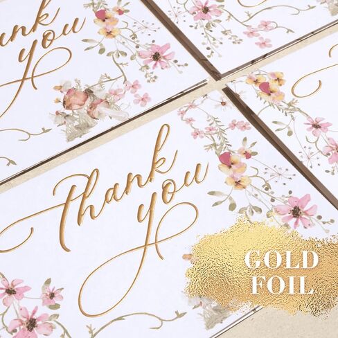 NUOERP Thank You Cards with Envelopes – 30 Pack Floral Foil Designs, 2 Elegant Styles on Premium Paper – Wedding, Baby Shower, Graduation, Bridal Shower, Business Thank You Notes, Greeting Cards in Saudi Arabia