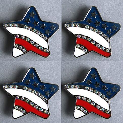 HILASON Set of 4 Western Screw Back Concho 1.5In Us Flag Star Crystal Bling Saddle | Belt Slotted Conchos in Saudi Arabia