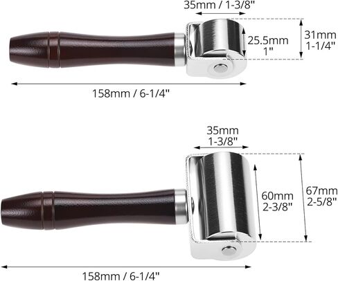Qwork 2 PCS Leather Press Roller لصياغة الجلود وتدحرج التماس (26 مم+60 مم) in Kuwait