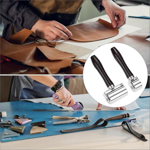 Qwork 2 PCS Leather Press Roller لصياغة الجلود وتدحرج التماس (26 مم+60 مم) in Kuwait