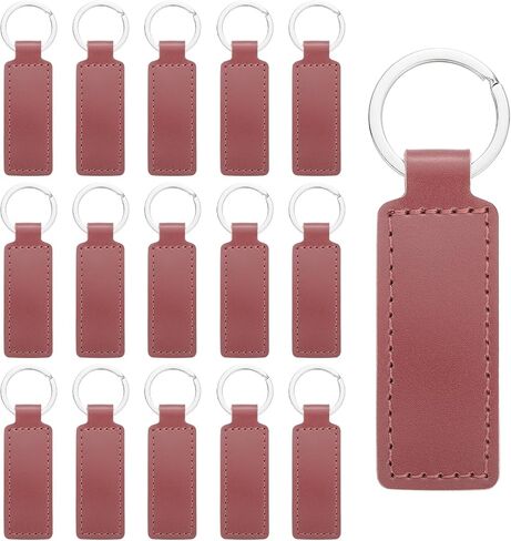 meccanixity 15 pcs جلود مفاتيح مفاتيح الفراغات الكبيرة المستطيل ليزر نقش مفتاح مفتاح مفتاح المفتاح مع مجموعة مفاتيح مع حلقات مفاتيح لهدايا لوازم DIY (التاريخ الأحمر ، 3.7 "x1") in Saudi Arabia