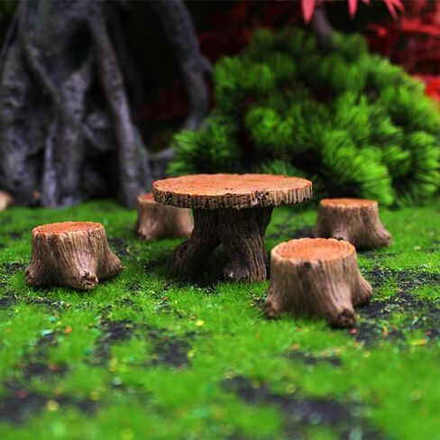 5 Pcs Table and Chairs Resin Set- Miniature Mini Resin Furniture Ornaments Kit - Fairy Garden Accessories - Micro Landscape Decoration in Saudi Arabia
