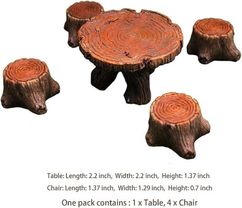 5 Pcs Table and Chairs Resin Set- Miniature Mini Resin Furniture Ornaments Kit - Fairy Garden Accessories - Micro Landscape Decoration in Saudi Arabia