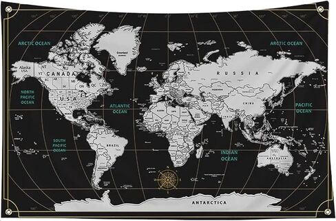 World Map Flag with Geographical Distribution 3 x 5 Feet Educational Wall Decor for Students in Saudi Arabia