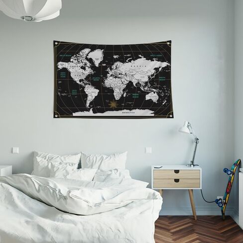 World Map Flag with Geographical Distribution 3 x 5 Feet Educational Wall Decor for Students in Saudi Arabia