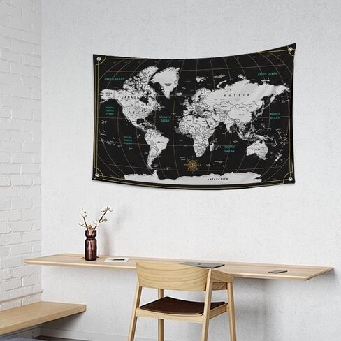World Map Flag with Geographical Distribution 3 x 5 Feet Educational Wall Decor for Students in Saudi Arabia