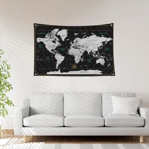 World Map Flag with Geographical Distribution 3 x 5 Feet Educational Wall Decor for Students in Saudi Arabia