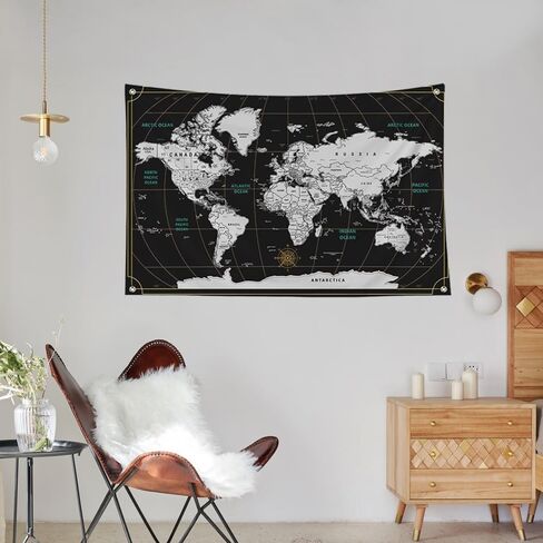 World Map Flag with Geographical Distribution 3 x 5 Feet Educational Wall Decor for Students in Saudi Arabia