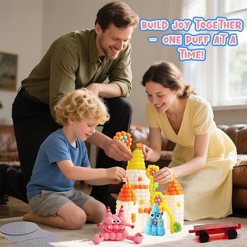 Kiditos Magic Puff Corn Building Kit – 3D Colorful Craft for Kids, DIY Art Set with Sticky Corn Pieces, Templates & Tools – Sensory, Educational & Mess-Free Play for Ages 3+ in Kuwait