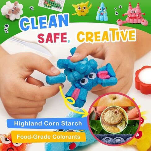 Kiditos Magic Puff Corn Building Kit – 3D Colorful Craft for Kids, DIY Art Set with Sticky Corn Pieces, Templates & Tools – Sensory, Educational & Mess-Free Play for Ages 3+ in Kuwait