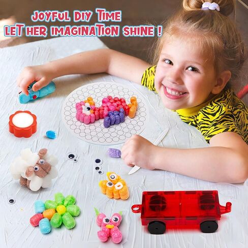 Kiditos Magic Puff Corn Building Kit – 3D Colorful Craft for Kids, DIY Art Set with Sticky Corn Pieces, Templates & Tools – Sensory, Educational & Mess-Free Play for Ages 3+ in Kuwait