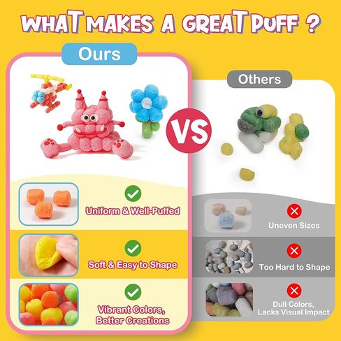 Kiditos Magic Puff Corn Building Kit – 3D Colorful Craft for Kids, DIY Art Set with Sticky Corn Pieces, Templates & Tools – Sensory, Educational & Mess-Free Play for Ages 3+ in Kuwait