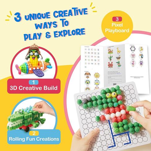 Kiditos Magic Puff Corn Building Kit – 3D Colorful Craft for Kids, DIY Art Set with Sticky Corn Pieces, Templates & Tools – Sensory, Educational & Mess-Free Play for Ages 3+ in Kuwait