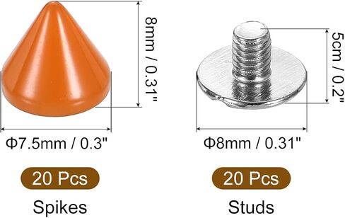 uxcell 20Set Spikes and Studs Kit, 7.5 x 8mm Cone Spikes Punk Rock Rapid Rivets Screw for DIY Leather Craft Belt Bags Shoes Accessories, Purple in Saudi Arabia