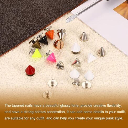 uxcell 20Set Spikes and Studs Kit, 7.5 x 8mm Cone Spikes Punk Rock Rapid Rivets Screw for DIY Leather Craft Belt Bags Shoes Accessories, Purple in Saudi Arabia