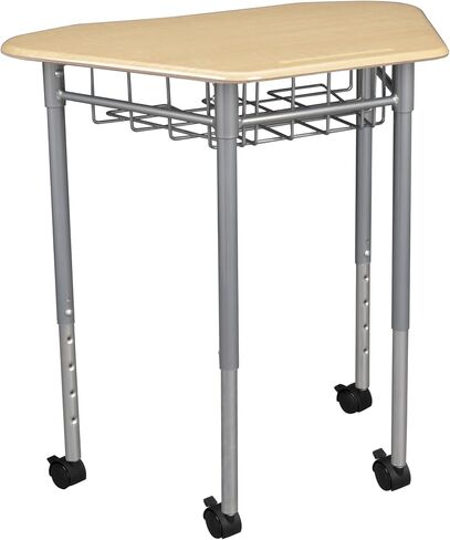 Learniture Hex Collaborative Desk with Wire Box, 31" W x 21" D, Gray, LNT-INM1033GSWBBW2CAS-SO (Pack of 2) in Saudi Arabia