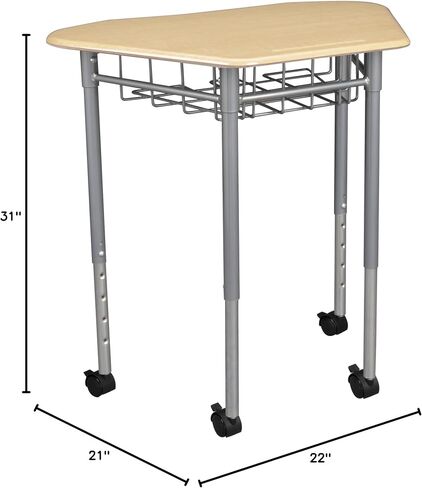 Learniture Hex Collaborative Desk with Wire Box, 31" W x 21" D, Gray, LNT-INM1033GSWBBW2CAS-SO (Pack of 2) in Saudi Arabia