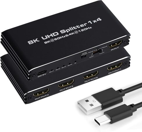 HDMI Splitter 1 in 2 Out, HDMI Splitter 1 x 2 Amplifier for Dual Duplicate Monitors Support 3D 4K@30HZ Full HD 1080P for Xbox PS4 Blu-Ray Player HDTV in Kuwait