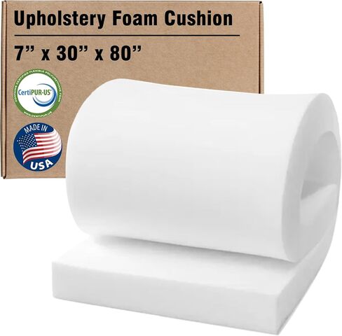 RacecityFoam عالية الكثافة تنجيد الرغوة 7 "H x 30" W × 80 "L (Firm) الكثافة 46ILD ، ورغمة معتمد in Saudi Arabia