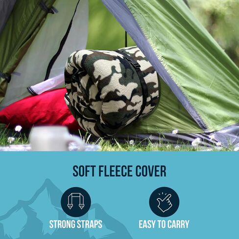Foamma 4 '' X 26 '' X 64 '' Memory Foam Foam Foam Camouflage Camping Camping مع غطاء سحاب من الصوف الناعم ، قابلة للطي ومحمولة ، ريف ، خيمة ، سرير ضيوف ، في الهواء الطلق ، مرغوب معتمد in Saudi Arabia