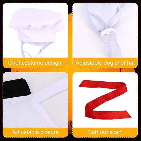 Dog Chef Costume Set, Cute Pet Apron Clothes Chef Hat with Red Tie Adjustable Culinary Outfit for Halloween & Special Occasions (Large) in Saudi Arabia