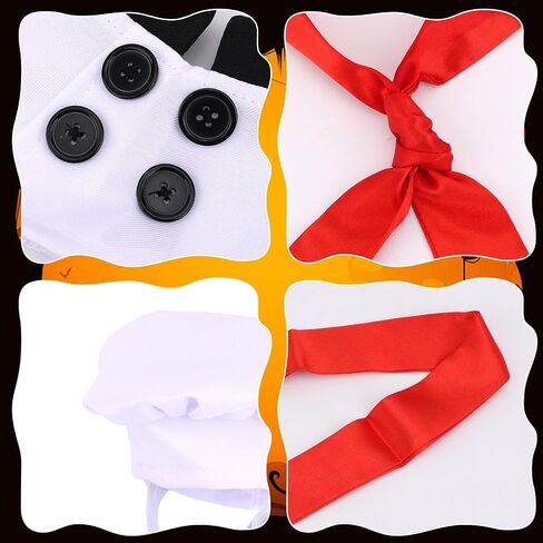 Dog Chef Costume Set, Cute Pet Apron Clothes Chef Hat with Red Tie Adjustable Culinary Outfit for Halloween & Special Occasions (Large) in Saudi Arabia