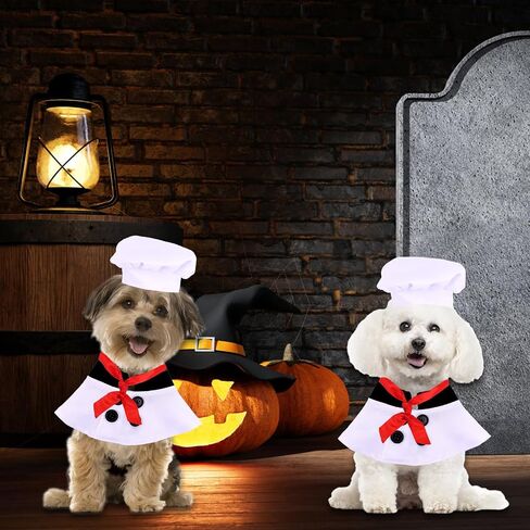 Dog Chef Costume Set, Cute Pet Apron Clothes Chef Hat with Red Tie Adjustable Culinary Outfit for Halloween & Special Occasions (Large) in Saudi Arabia