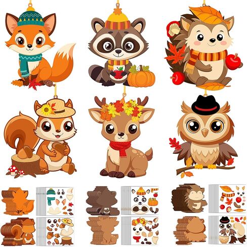 Epakh 60 Sets Fall Crafts for Kids Bulk Fall Arts and Crafts for Kids Make Your Own Autumn Animal Stickers DIY Autumn Hanging Ornaments Kits for Party Favors Home Classroom Activities in Saudi Arabia