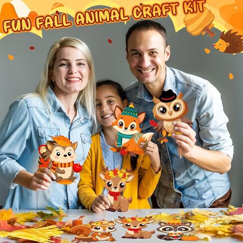 Epakh 60 Sets Fall Crafts for Kids Bulk Fall Arts and Crafts for Kids Make Your Own Autumn Animal Stickers DIY Autumn Hanging Ornaments Kits for Party Favors Home Classroom Activities in Saudi Arabia